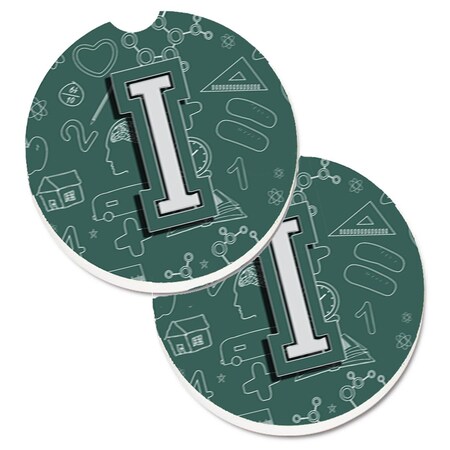 Carolines Treasures Letter I Back to School Initial Set of 2 Cup Holder Car Coaster CJ2010-ICARC